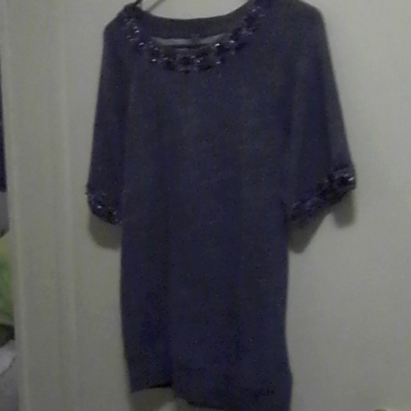 Wow j Crew jersey denim with jewels navy size s - Picture 1 of 3